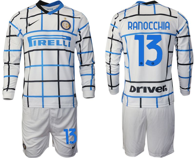 Men 2020-2021 club Inter milan away long sleeve #13 white Soccer Jerseys